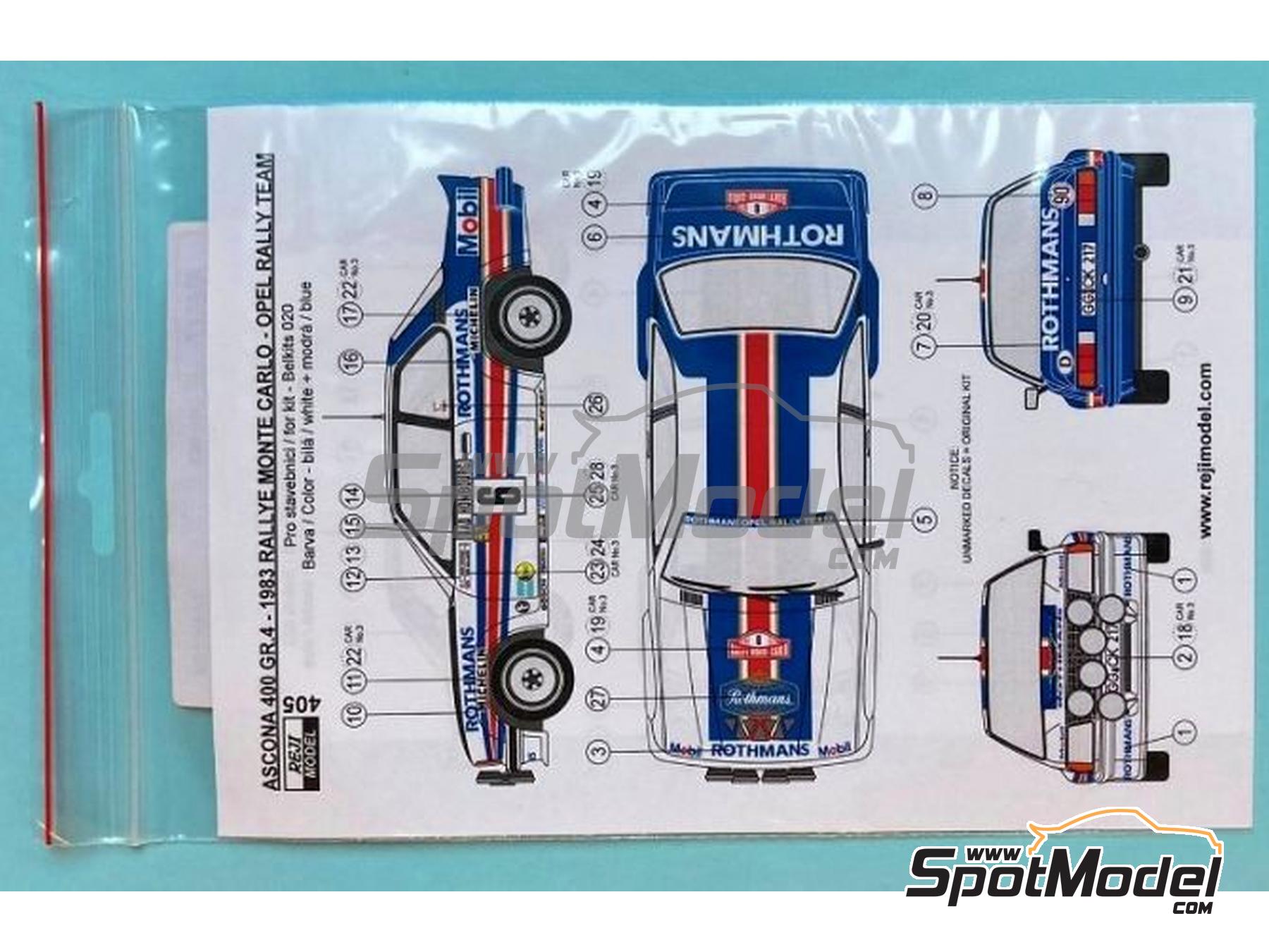 Reji Model 405: Marking / livery 1/24 scale - Opel Ascona